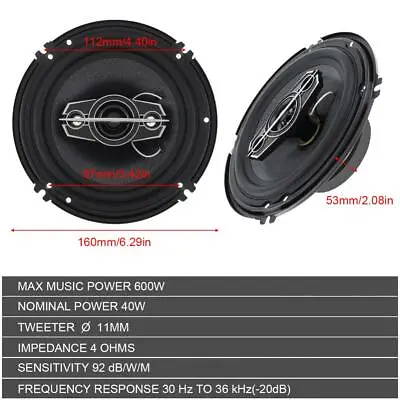 2pcs 6 Inch 600W 4 Way Universal Car Coaxial Auto Music Stereo Hifi Speakers • $59.83