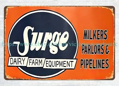 Surge Milkers Parlors Pipelines Metal Tin Sign Home Decor More • $18.99