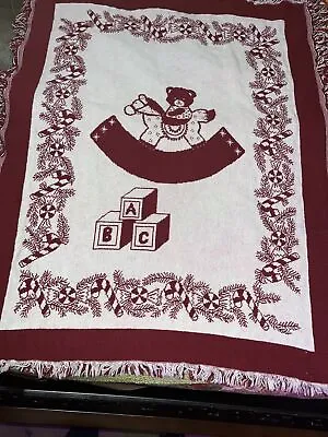 Goodwin Weavers Christmas Nursery Throw  /baby Blanket All Cotton Made USA 35x40 • £22.17