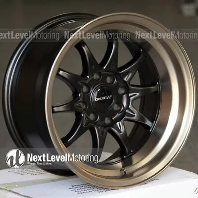 Circuit CP29 15x8 4-100 4-114.3 +0 Flat Black Bronze Lip Wheels Fits BMW E30 • $441.99