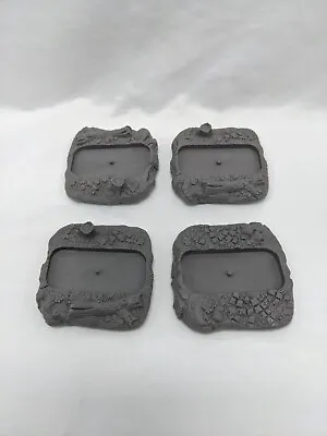 Set Of (4) Miniature Bases Stone Skull Tree Leaves 2  X 2  • $17.99