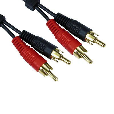 £4.99 • Buy 10m LONG 2 X RCA (Twin Phono) Cable Speaker Amp Lead Male To Male Plug GOLD