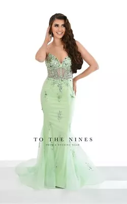 Prom Dress Green Mint Us 4 Uk 8 Fishtail Mesh Corset  To The Nines Pageant  • £185