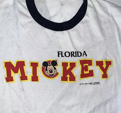 Vintage Velva Sheen Mickey Mouse Florida T Shirt X-Large Single Stitch Rare • $17.97