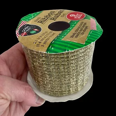 New Metalic Gold Mesh Ribbon 2.5” Wide 9’ Roll Curls Easily Keeps Shape Craft • $5.99