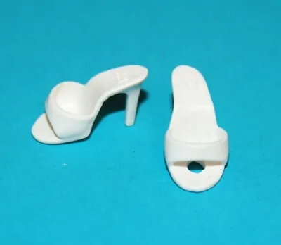 HTF VINTAGE BARBIE #1 Ponytail WHITE OPEN TOE SHOES W/HOLE REPRO Use Prong Stand • $19.59