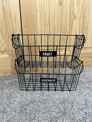 Fruit & Vegetable Baskets Stacking Black Metal Wire Storage Kitchen Bowl Tier • £13.99