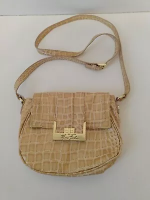 Marc Fisher Tan Cream Croc Faux Leather Cross Body Shoulder Bag • $22.92