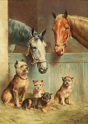 Animal Friends Terriers Dogs And Horses By Carl Reichert Poster Art Print A3 A4 • £3.99