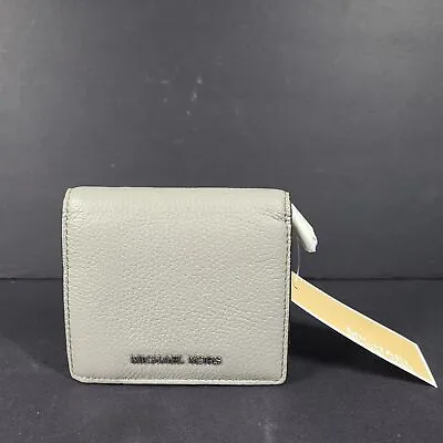 Michael Kors Mercer Leather Carryall Card Case Folding Wallet Pearl Gray • $43.99