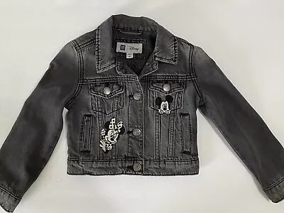 Gap Kids Disney Mickey Minnie Mouse Faded Black Denim Jacket XS • $19.99