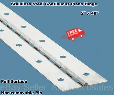 Stainless Steel Piano Hinge 2  X 48  Continuous Full Surface Non-removable Pin • $52.97