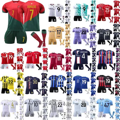 Children Kids Sports Tracksuit Set T-Shirt Socks Shorts Casual Outfit Sportwears • £11.77