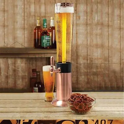 Refinery Beer Tower Beverage Bar Tube 2.6L Ice Drink Dispenser With Tap Copper • $125.60