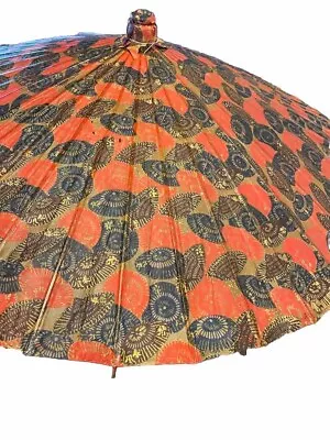 Vintage Paper And Wood Umbrella Parasol Multicolor Handmade Decor Usable • $12