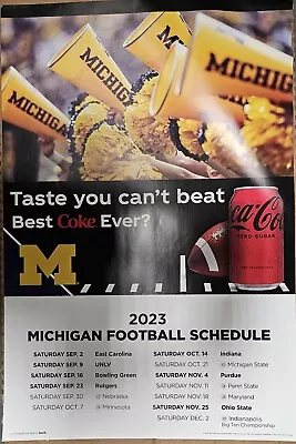  MICHIGAN WOLVERINES 2023 FOOTBALL POSTER SCHEDULE 36x24-Coca-Cola  • $24.99