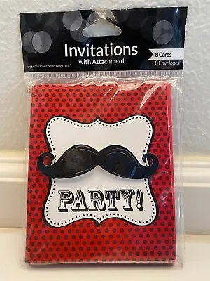  Moustache Madness  Birthday Party Invitation Cards W/Attachment 8ct. • $1.95