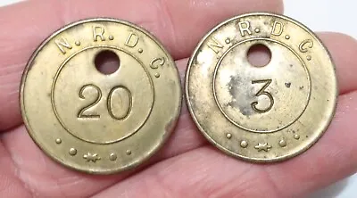 Vintage Brass Tokens N.R.D.C  - Possibly National Railway Tally Checks Miners • £0.99