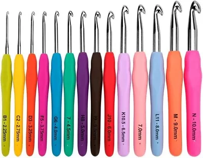 Crochet Hooks Set Clover Amour Steel Pastel 14 Pcs Ergonomic Easy Grip Bright* • $17.89