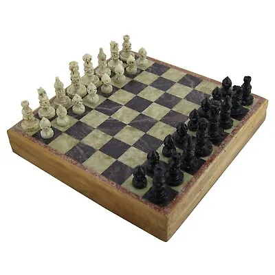 Marble Stone Art Unique India Chess Pieces And Board Set 8 X 8 Inches • $32.92