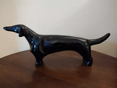 Vintage Black Ceramic Dachshund Figurine 15  • $16.99