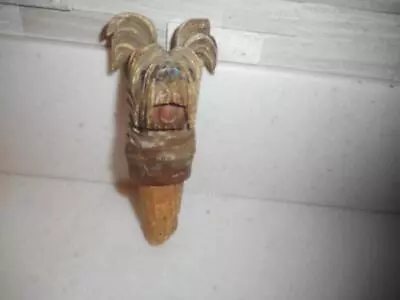 Vintage Carved Wood Anri? Bottle Stopper Animated Skye Terrier • $49.95