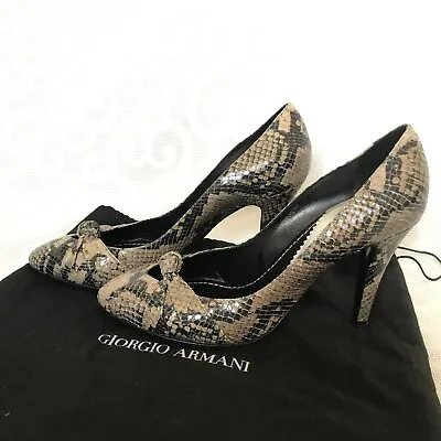 £40 • Buy Armani Exchange Snake Skin Leather Shoes/ Heels Size 6.5 Uk, 39.5 Eu; Dust Bag