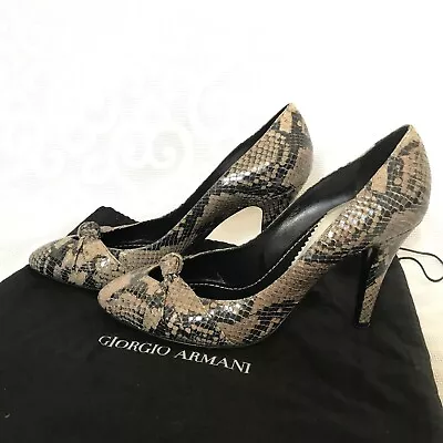 £27 • Buy Armani Exchange Snake Skin Leather Shoes/ Heels Size 6.5 Uk, 39.5 Eu; Dust Bag