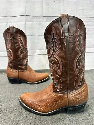 Vintage Cowtown Handmade Genuine Brown Leather Western Cowboy Boots Sz 10 • $95.03