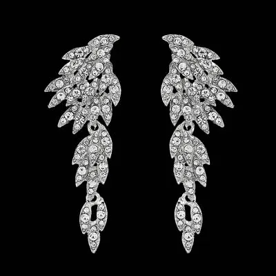 Austrian Crystal Long Earrings Bridal Wedding Earring Party Studs Womens Jewelry • $19.59