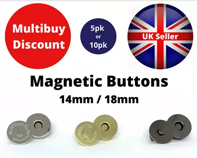 £7.95 • Buy Magnetic Buttons Snaps Fasteners Clasp Handbag Bag Making Leathercraft 18mm/14mm