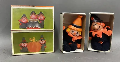 Pair Of 1970's Vintage HALLOWEEN Fun World  MATCHPACK MASCOTS  Scare Crow Witch • $15.11