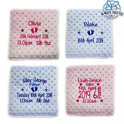 Personalised Baby Blanket Embroidered Luxury Bubble Feel  Gift • £13.99