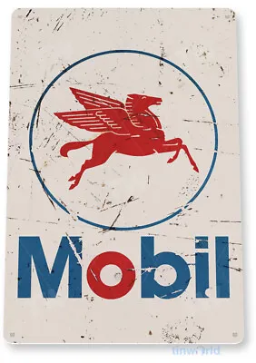 Mobil Gas Oil Sign Station Garage Auto Shop Retro Rustic Tin Sign B072 • $10.25