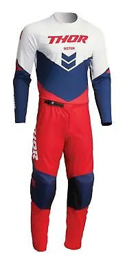 $46.47 • Buy Closeout Thor MX Sector Chev Red/Navy Youth Jersey & Pant Combo Set ATV Kid Gear