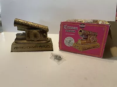 RARE Vintage Eagle Cannon Mini Stapler In Damaged Box #1011 Gold Plastic Works! • $16.90