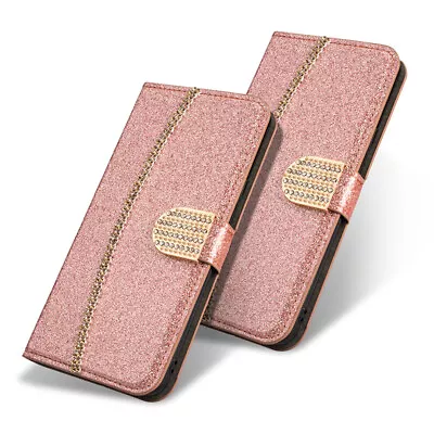 For Samsung S24 S23 S21 S20 S10 Glitter Magnetic Leather Flip Wallet Cover Case • $16.88