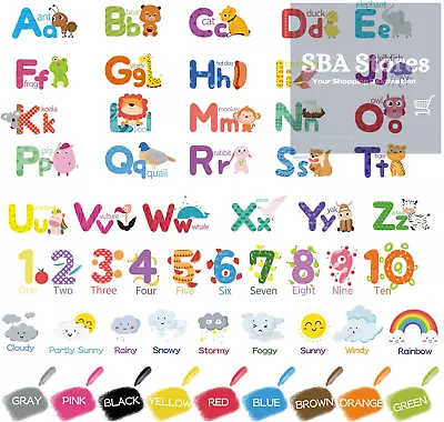 Hianjoo Learning Alphabet Numbers Color Wall Stickers Weather Wall Stickers And • £11.18