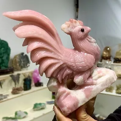 1.58LB Natural Pink Opal Crystal Hand-carved Cock Sculpture Cure • $12.06