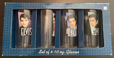 Elvis Presley Set Of 4 10 Ounce Glasses Official EPE Collectible New In Box 2010 • $19.95