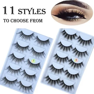 False Eyelashes 5 Pairs Set 3D Long Thick Soft Fake Eye Lashes Mink Extension  • £2.98