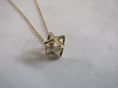 Original 14K Gold Merkaba Necklace Spiritual Jewelry Mer Ka Ba Charm Pendant  • $249.99