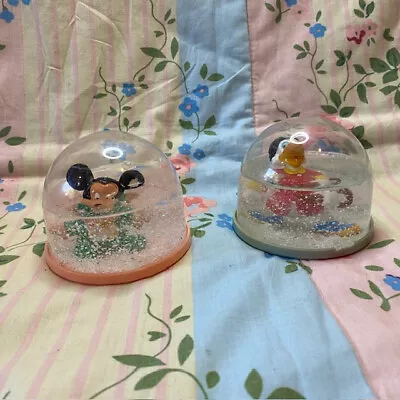 2 X Vintage Disney Mickey Mouse & Donald Duck Snow Globe Koziol West Germany • £12.39