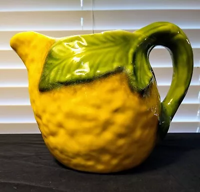 Vintage Hand Painted Ceramic Majolica Lemon Shaped Pitcher Made In Italy • $19.98