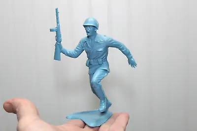 Vintage Marx/Plastimarx - 6  BLUE German  Tommy Gun  Soldier Figure - 1960's • $14.99