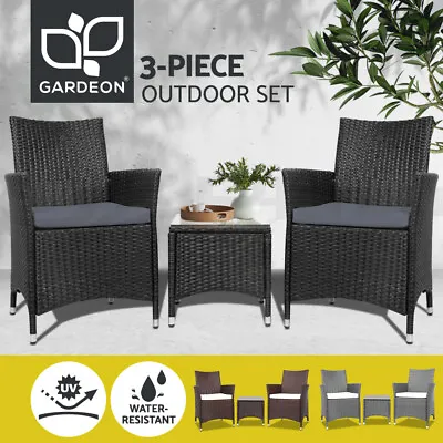 $201.56 • Buy Gardeon Outdoor Furniture 3 Piece Setting Wicker Bistro Set Dining Chairs Patio