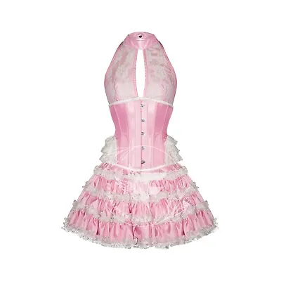 Daffy Pink & White Prom Corset Dress Costume Set For Ladies • $121.50