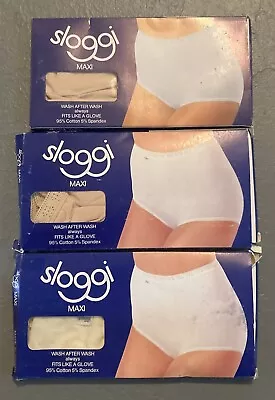 VINTAGE Sloggi Maxi Briefs Knickers MAXI Three Packs ASSORTED NEW OLD STOCK • $29.95