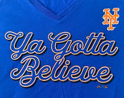 New York Mets Blue Women's MLB  V Neck Jersey T Shirt  Ya Gotta Believe  S M XL • $6.99