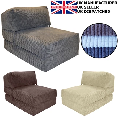 £59.95 • Buy GILDA CORDUROY CHAIR Z BED Single Fold Out Chairbed Folding Guest Sofa Bed Foam